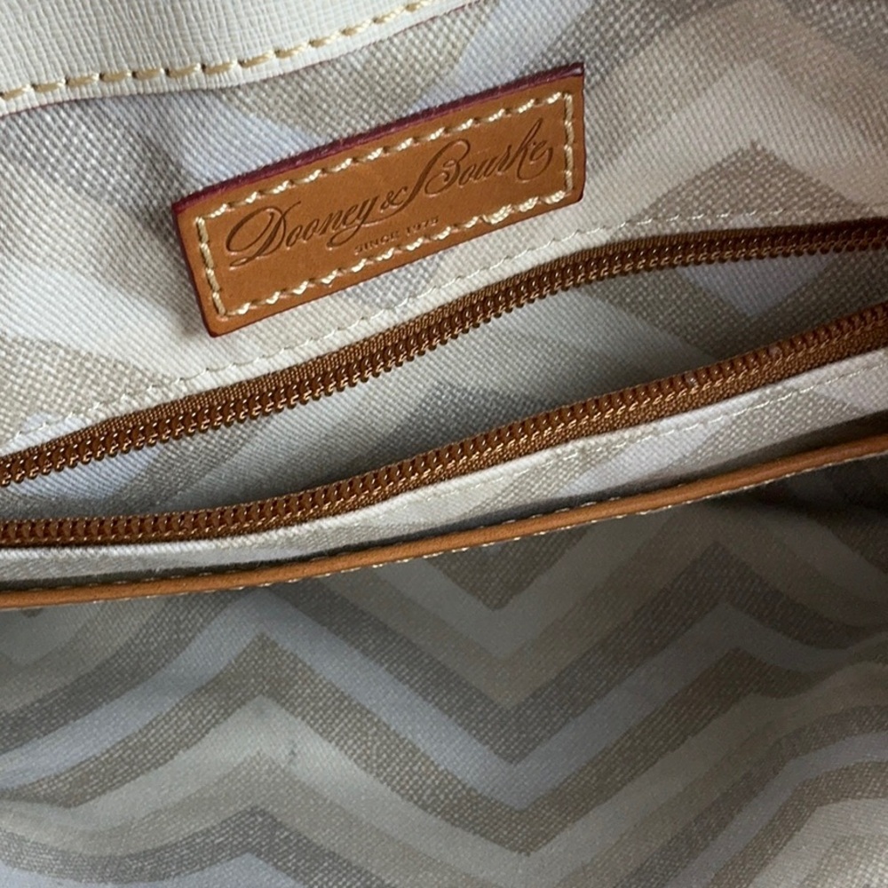 Dooney & Bourke Cream Canvas Tote with Brown Leather Trim and Matching Pouch - Picture 13 of 16